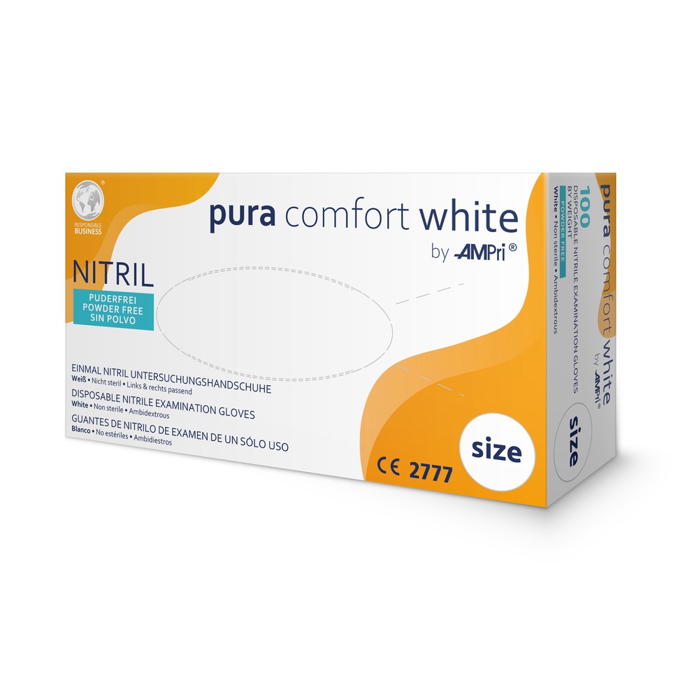 Nitrilhandschuhe, weiß, Größe XS, puderfrei, Puracomfort white