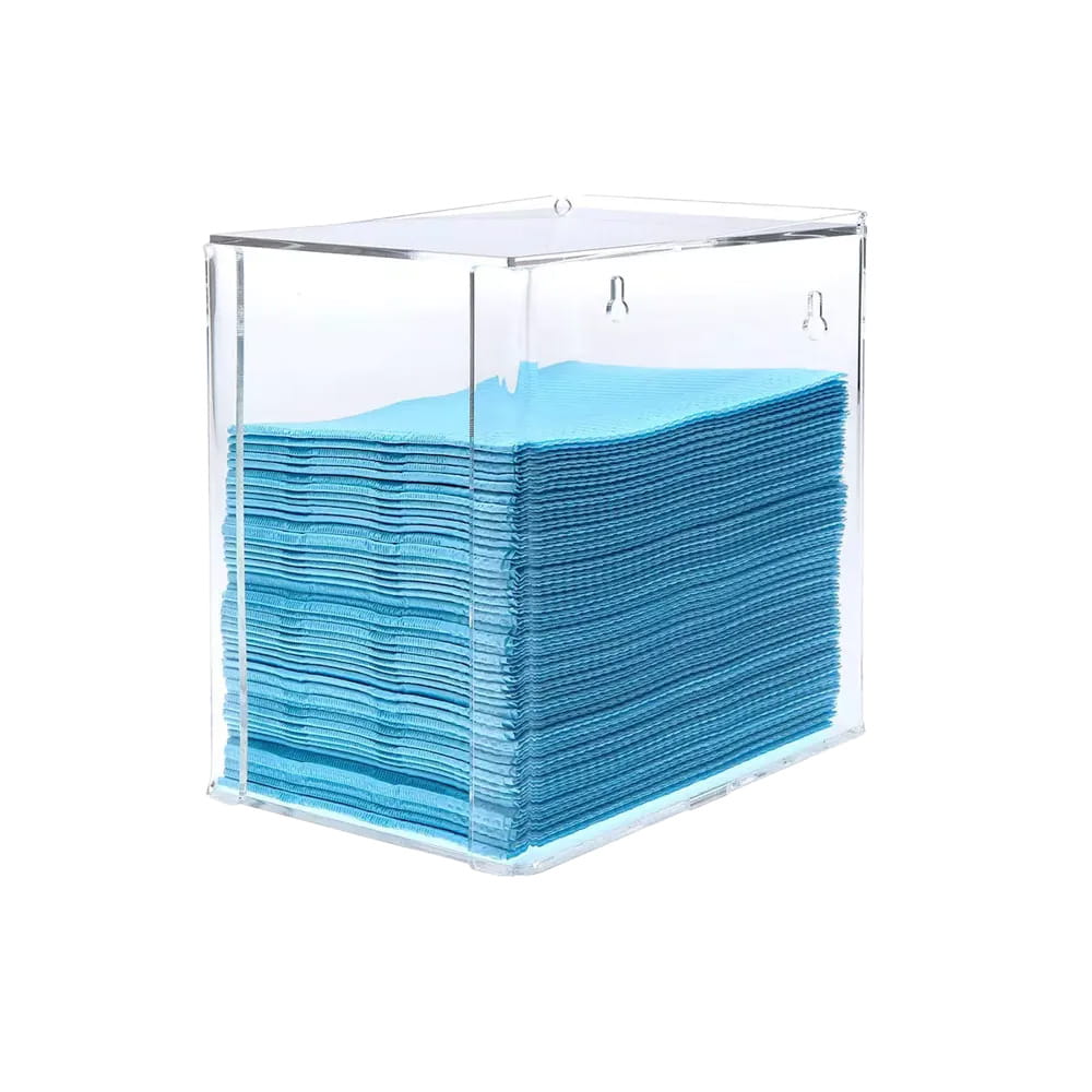 Spender für Patientenservietten, 175 x 130 x 170 mm Acryl, transparent, milchig, Med-Comfort Spender für Patientenservietten, 175 x 130 x 170 mm Acryl, transparent, milchig, Med-Comfort