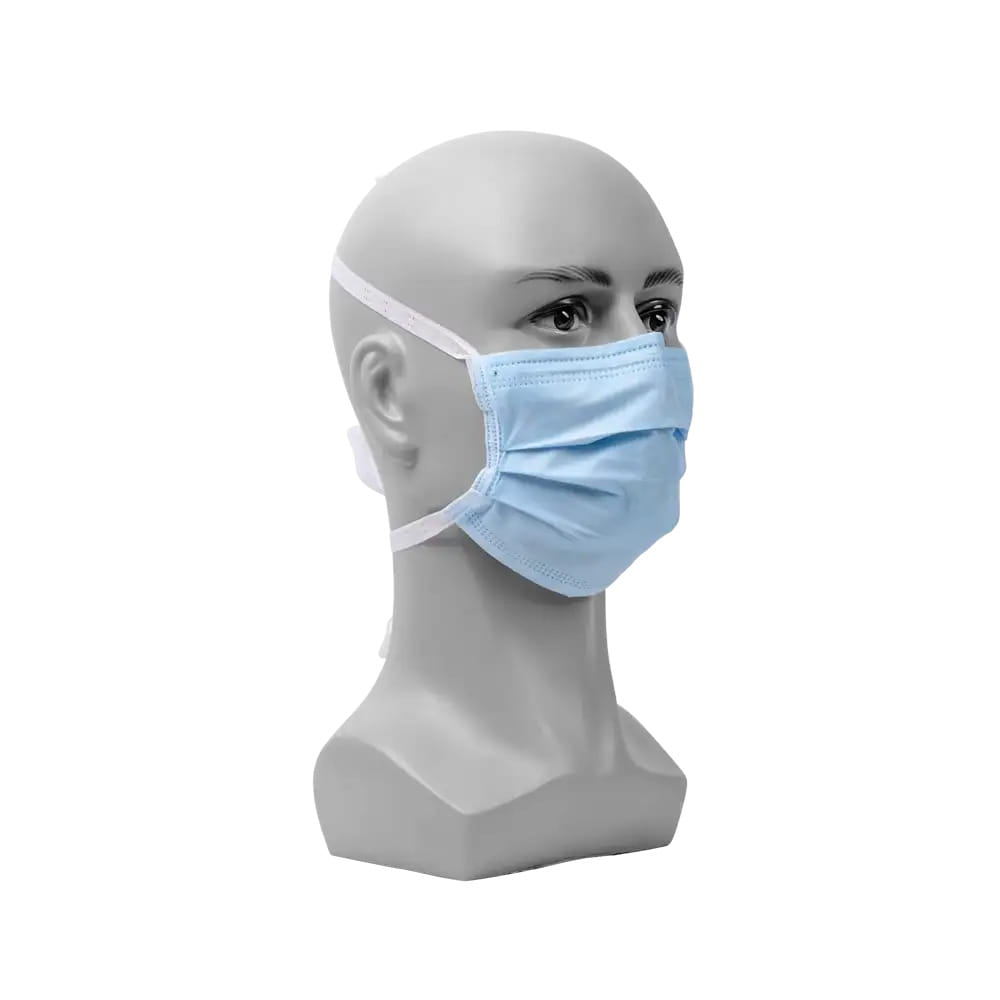 OP-Maske, blau, mit Antibeschlag-Funktion, FOG STOP, 4-lagig, zum Binden, Med-Comfort