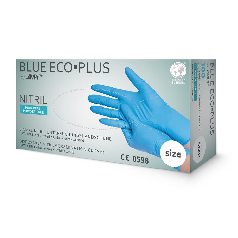 Nitrilhandschuhe, blau, Größe L, puderfrei, blue Eco-Plus