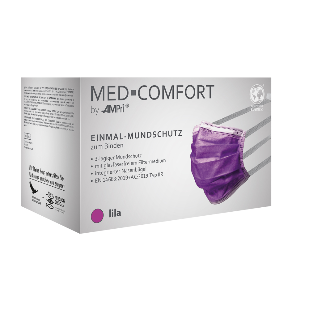 OP Maske zum Binden, lila Typ IIR, Med-Comfort