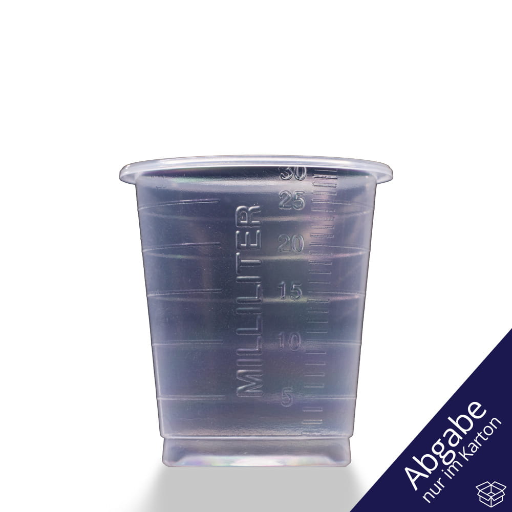 PP Eco Einmal Medizinbecher, 30 ml, graduiert, transparent, milchig, Med-Comfort Eco