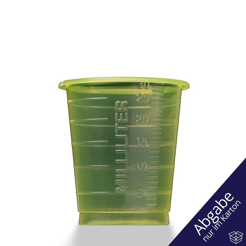 PP Eco Einmal Medizinbecher, 30 ml, graduiert, gelb, Med-Comfort Eco