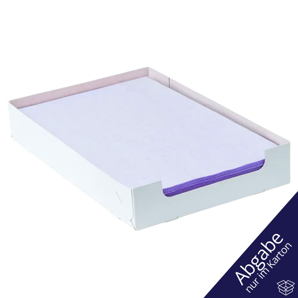 Einweg Tray-Filterpapier in der Box, 18 x 28 cm, Farbe lila, hellgrün, Zellstoff