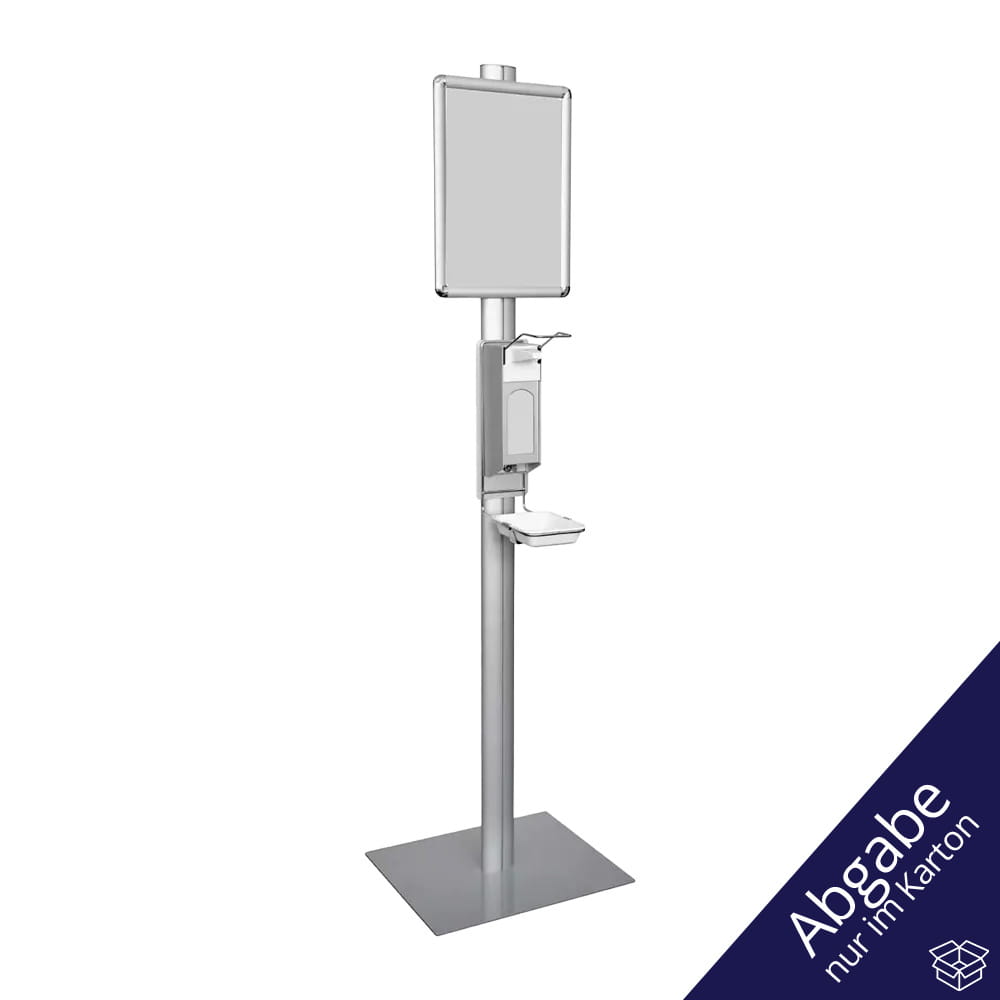 Mobile Desinfektionssäule mit Informationsrahmen