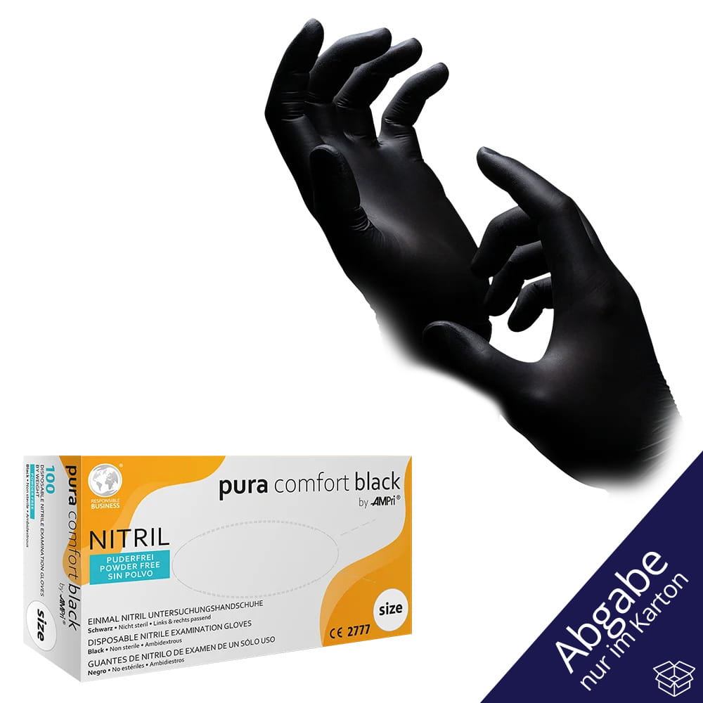 Nitrilhandschuhe, schwarz, Größe S, puderfrei, Puracomfort Black