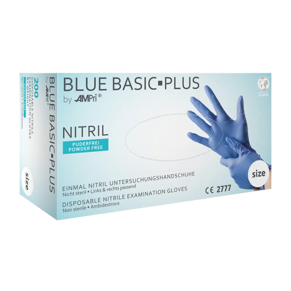 Nitrilhandschuhe, blau, Größe M, puderfrei, blue Basic-Plus