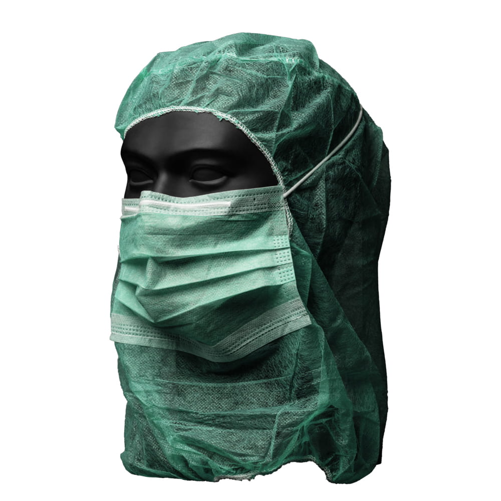 Astronautenhaube mit Mundschutz, grün, Med-Comfort