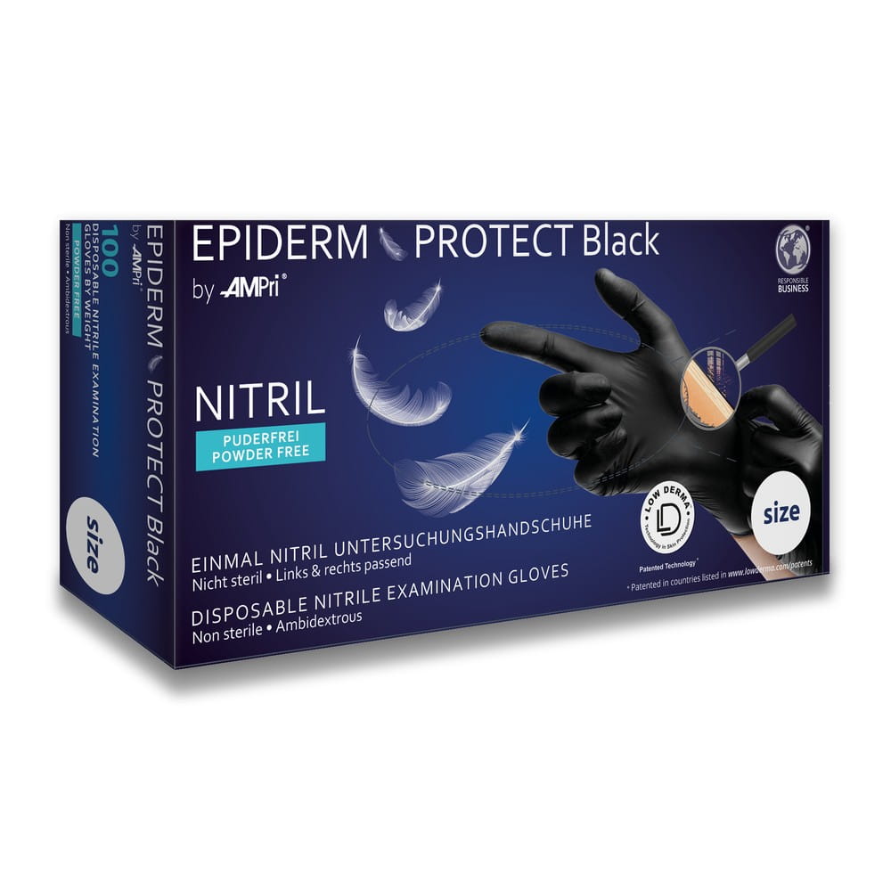 Nitrilhandschuhe, schwarz, Größe XS, puderfrei, Epiderm Protect Black by Med-Comfort