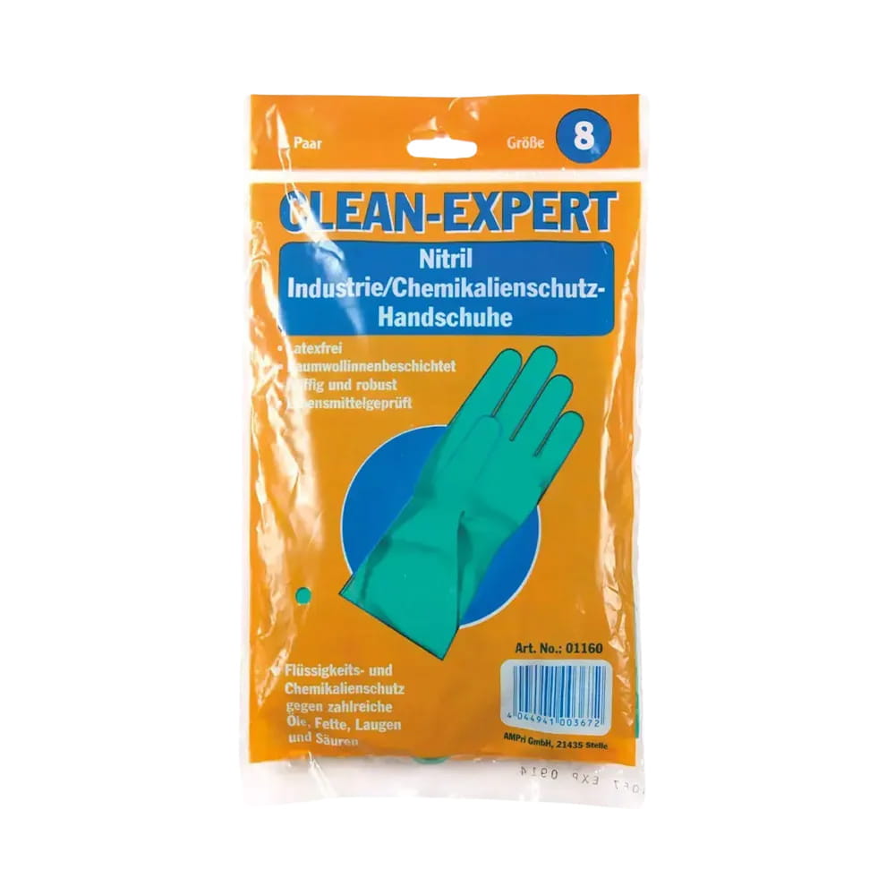 Chemikalienschutzhandschuhe Nitril, grün, Größe M, Chemikalienschutz Typ A, Clean-Expert