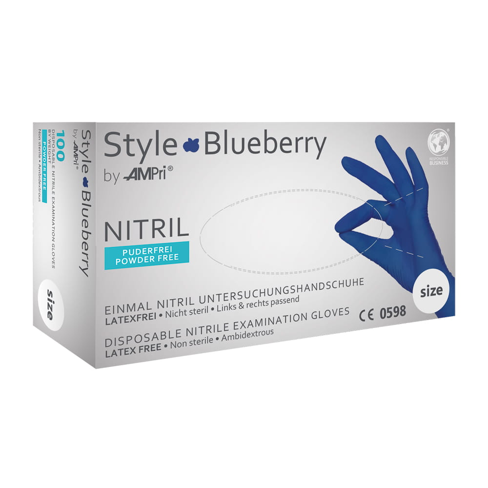 Nitrilhandschuhe, dunkelblau, blau, Größe XL, puderfrei, Style blueberry by Med-Comfort Nitrilhandschuhe, dunkelblau, blau, Größe XL, puderfrei, Style blueberry by Med-Comfort