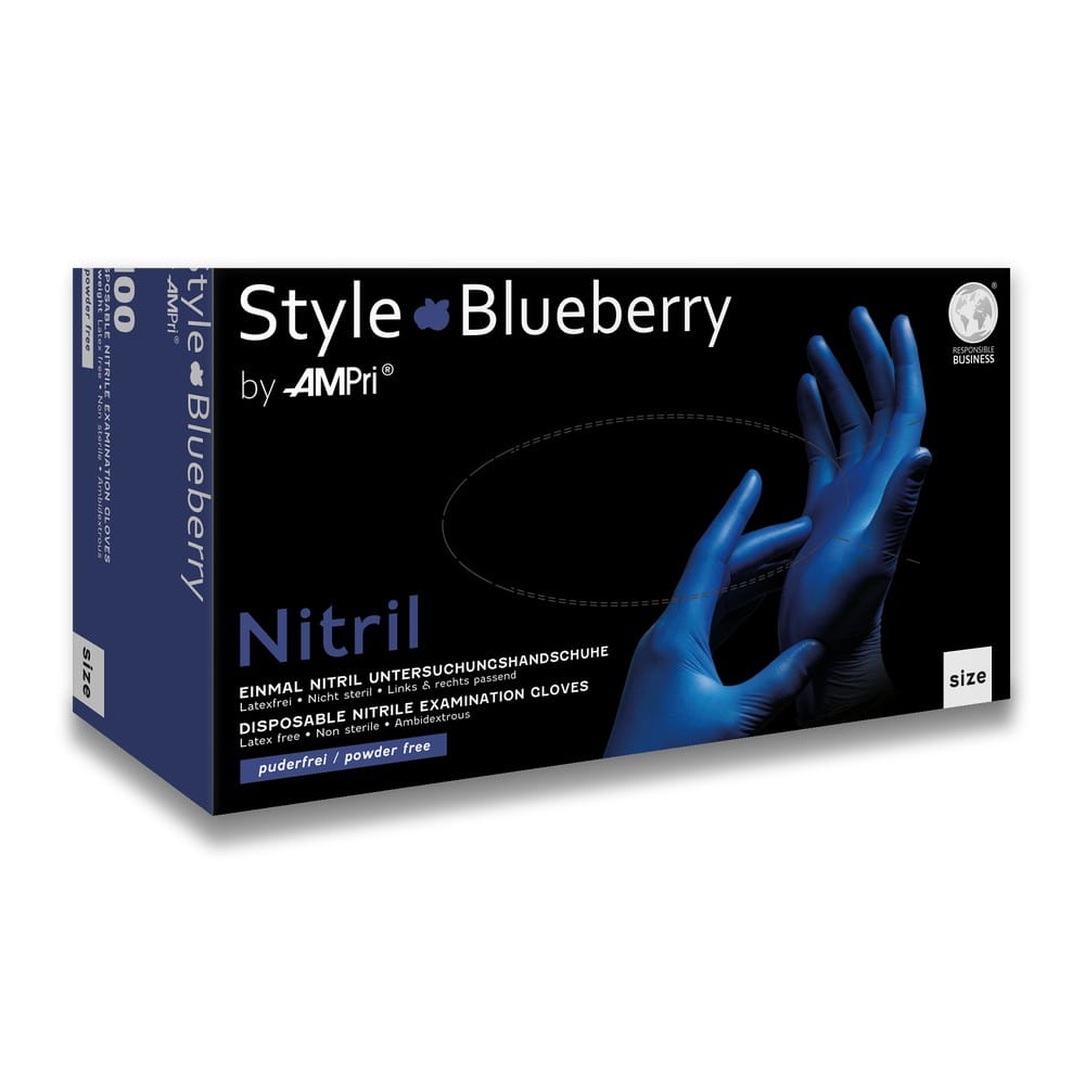 Nitrilhandschuhe, dunkelblau, blau, Größe L, puderfrei, Style blueberry by Med-Comfort