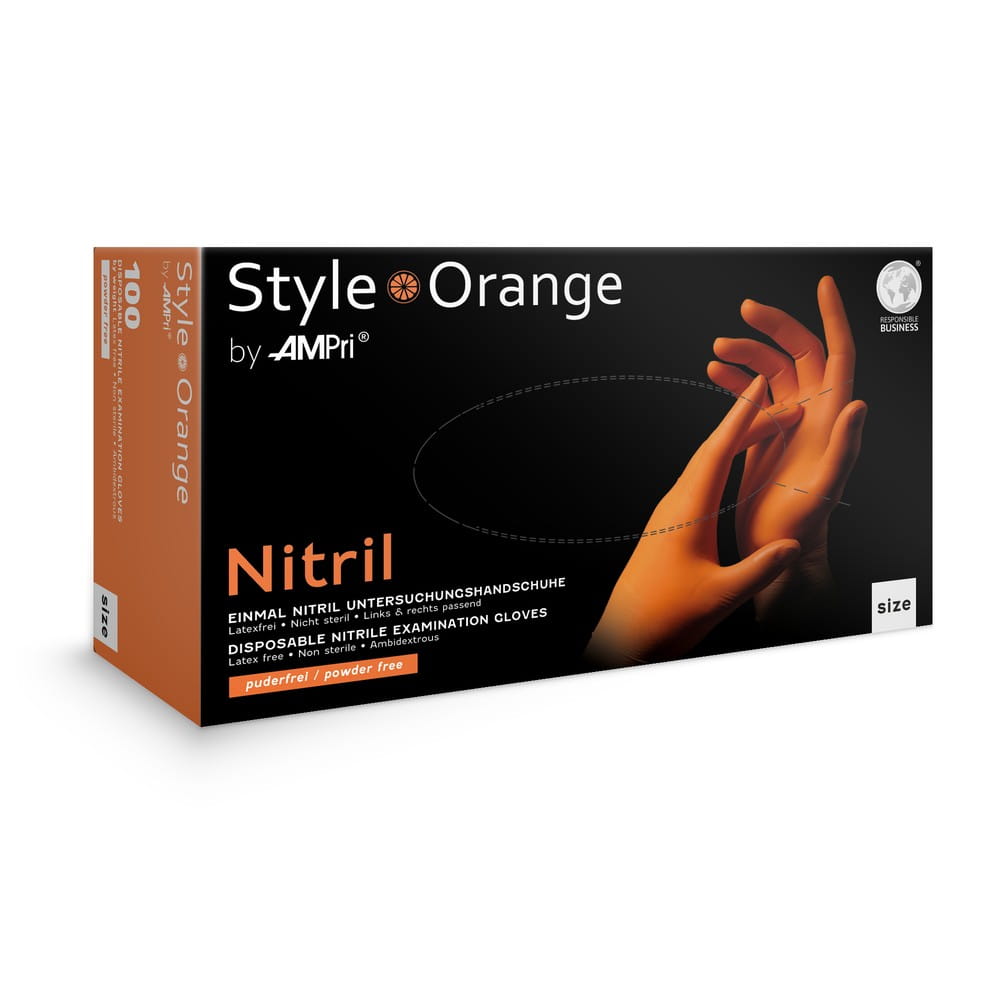 Nitrilhandschuhe, orange, Größe S, puderfrei, Style orange by Med-Comfort