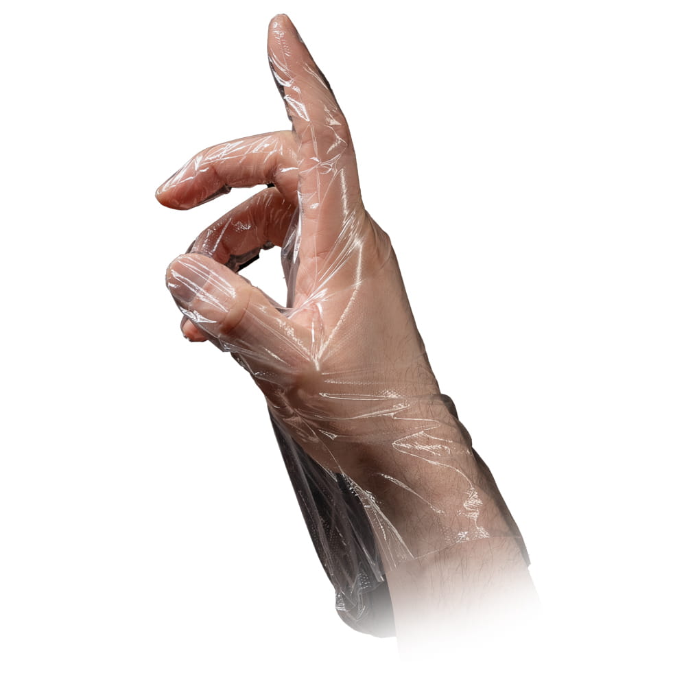 PE Handschuh, transparent, milchig, Größe S (Damen), gehämmert, Med-Comfort