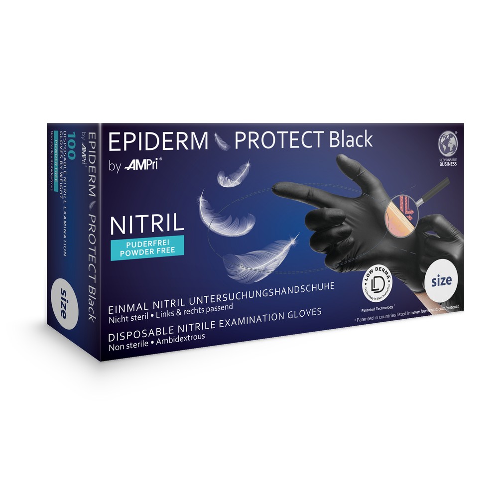 Nitrilhandschuhe, schwarz, Größe M, puderfrei, Epiderm Protect Black by Med-Comfort