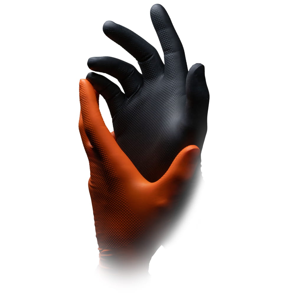 High Grip Einmalhandschuh aus Nitril, Größe L, orange, SolidSafety