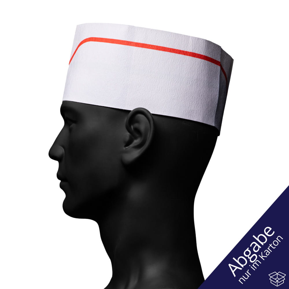 Papierschiffchen mit Papierkrone, Farbe weiß mit rotem Streifen