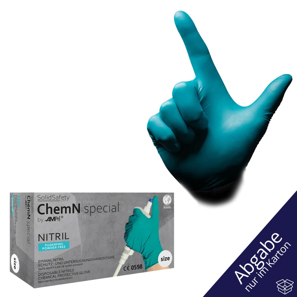 Einmalhandschuhe aus Nitril, Größe S, grün, Solidsafety Chemn Special