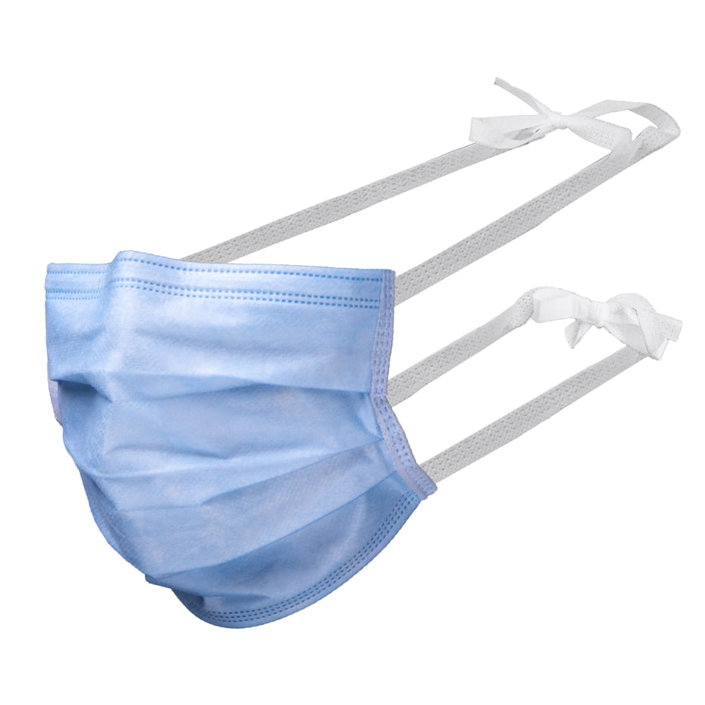 OP-Maske, blau, mit Antibeschlag-Funktion, FOG STOP, 4-lagig, zum Binden, Med-Comfort