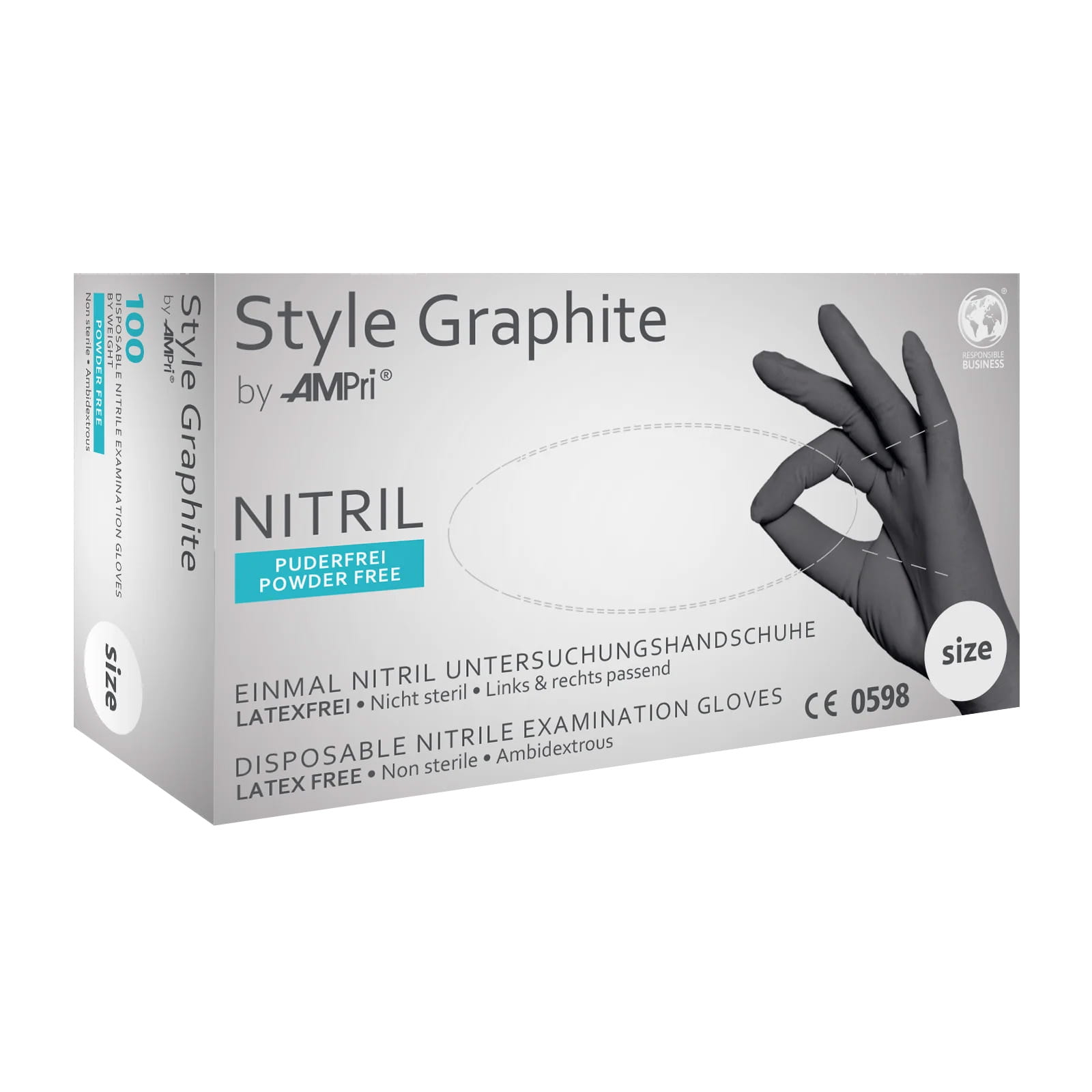 Nitrilhandschuhe, anthrazit, Größe M, puderfrei, Style GRAPHITE by Ampri Nitrilhandschuhe, anthrazit, Größe M, puderfrei, Style GRAPHITE by Ampri