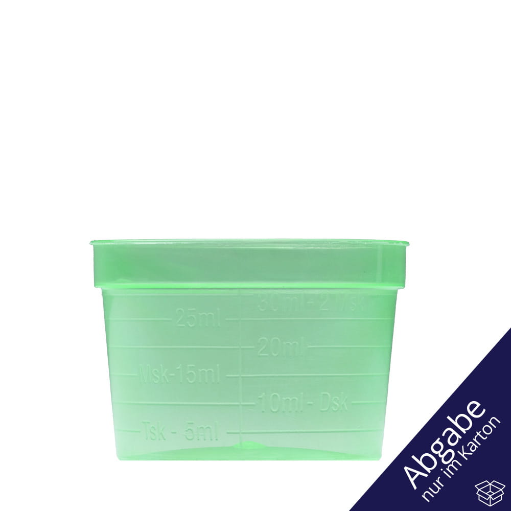 PP Medizinbecher, Farbe grün, 30 ml, graduiert