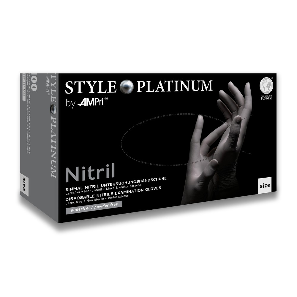 Nitrilhandschuhe, silbergrau, platinum, Größe M, puderfrei, Style PLATINUM by Med-Comfort