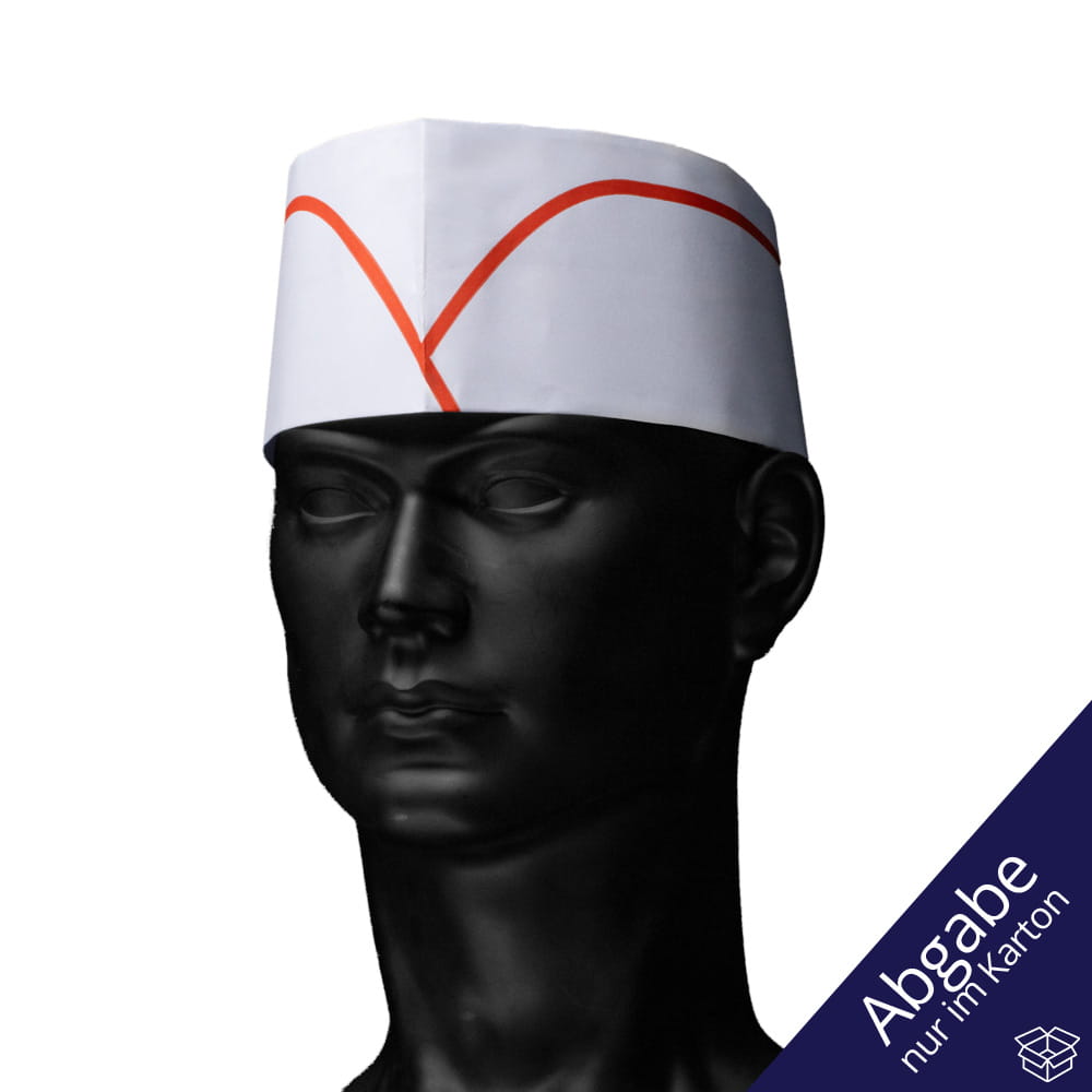 Papierschiffchen mit Vlieskrone, Farbe weiß mit rotem Streifen