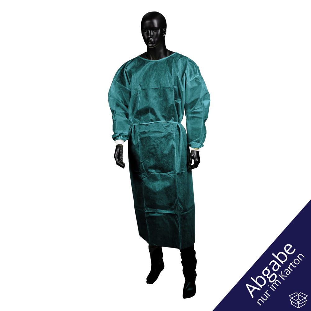 PP Einweg Besucherkittel, Größe XL/XXL, extragroß, Farbe dunkelgrün, grün, Vlies, Med-Comfort