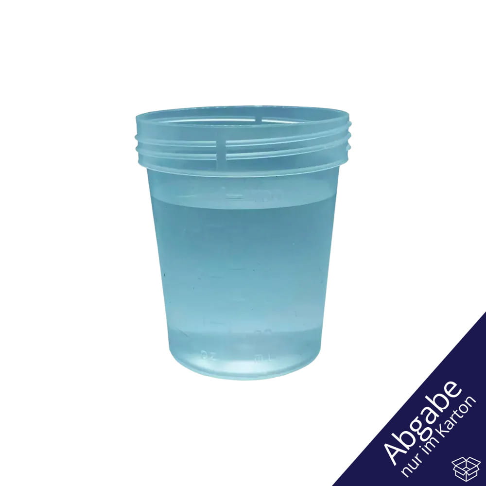 PP Urinsammelbehälter ohne Deckel, Schraubgewinde, 100 ml, Farbe transparent, milchig, 1000 Becher (Ohne Deckel)