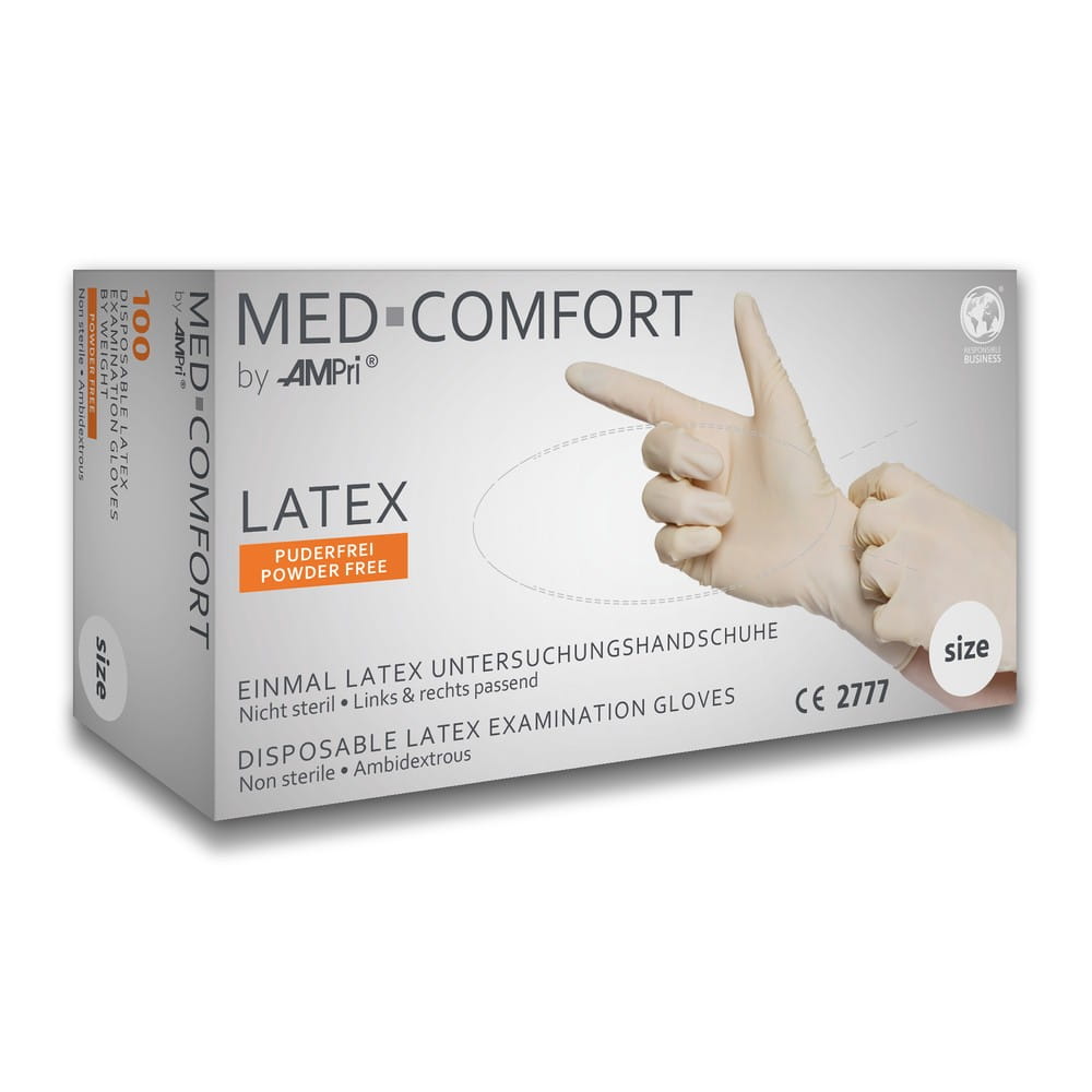 Latexhandschuhe, weiß, Größe M, puderfrei, Med-Comfort