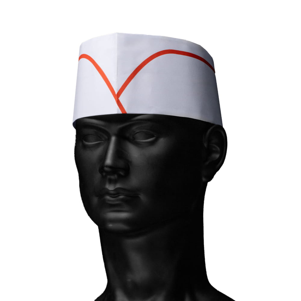 Papierschiffchen mit Vlieskrone, Farbe weiß mit rotem Streifen