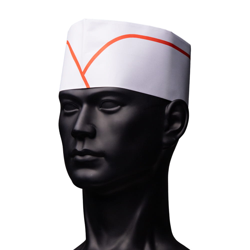 Papierschiffchen mit Vlieskrone, Farbe weiß mit rotem Streifen