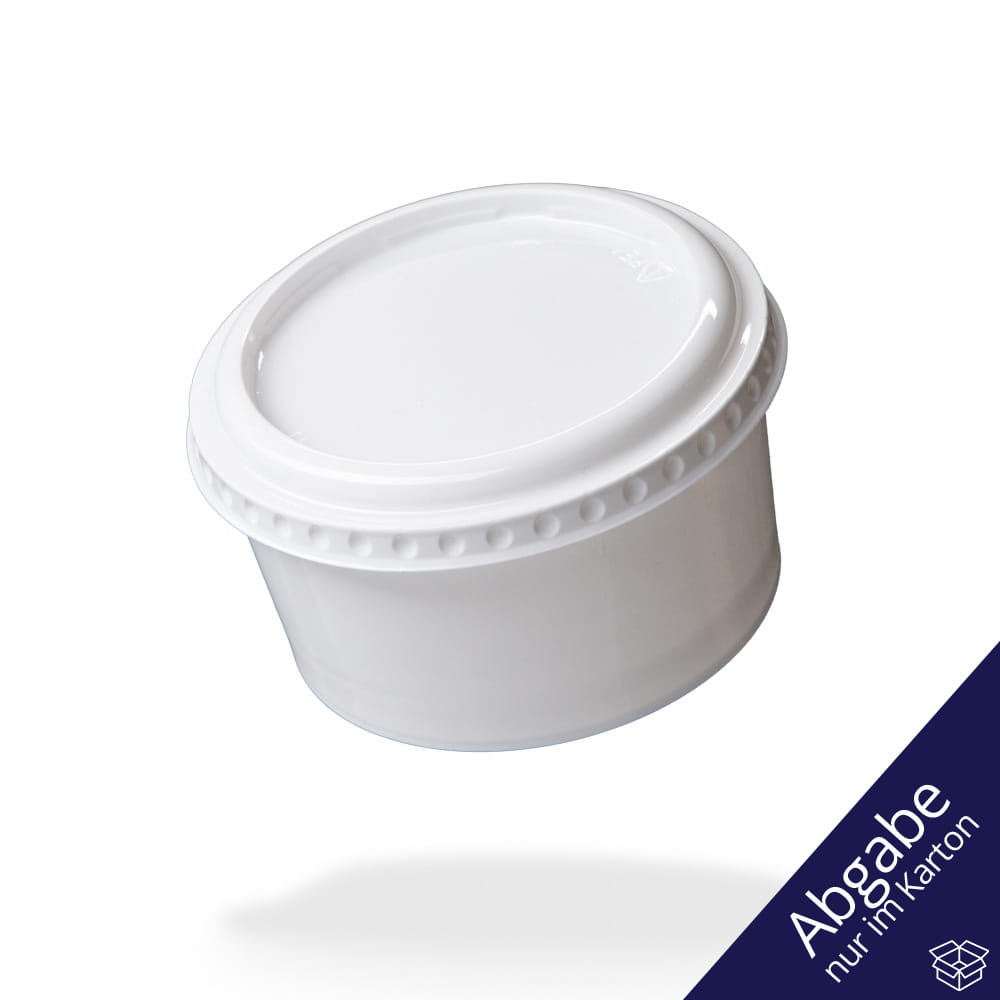 Einmal Zahnprothesenbecher mit Deckel, weiß, Füllmenge 250 ml