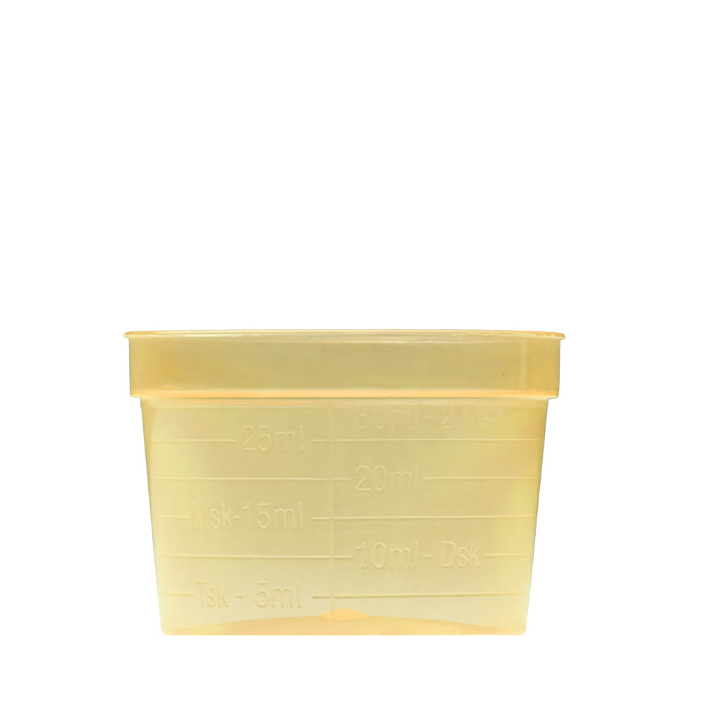 PP Medizinbecher, Farbe gelb, 30 ml, graduiert