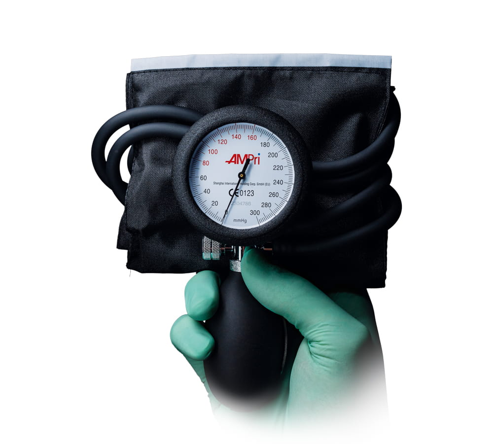 Oberarm Aneroid Blutdruckmessgerät, schwarz, mit Klettmanschette, Med-Comfort
