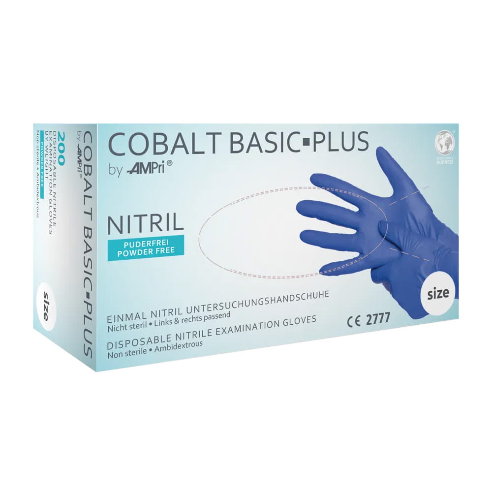 Nitrilhandschuhe, kobaltblau, blau, 200 Stück/Box, Größe L, puderfrei, Cobalt Basic-Plus Nitrilhandschuhe, kobaltblau, blau, 200 Stück/Box, Größe L, puderfrei, Cobalt Basic-Plus