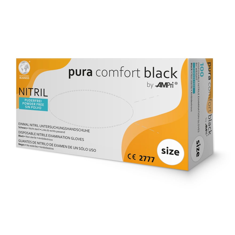 Nitrilhandschuhe, schwarz, Größe XS, puderfrei, Puracomfort Black