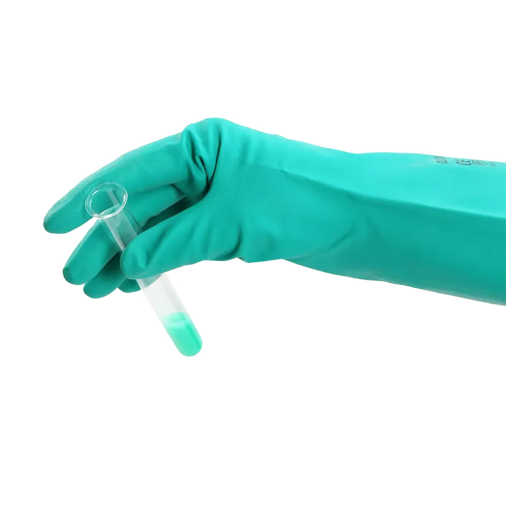 Chemikalienschutzhandschuhe Nitril, grün, Größe S, Chemikalienschutz Typ A, Clean-Expert