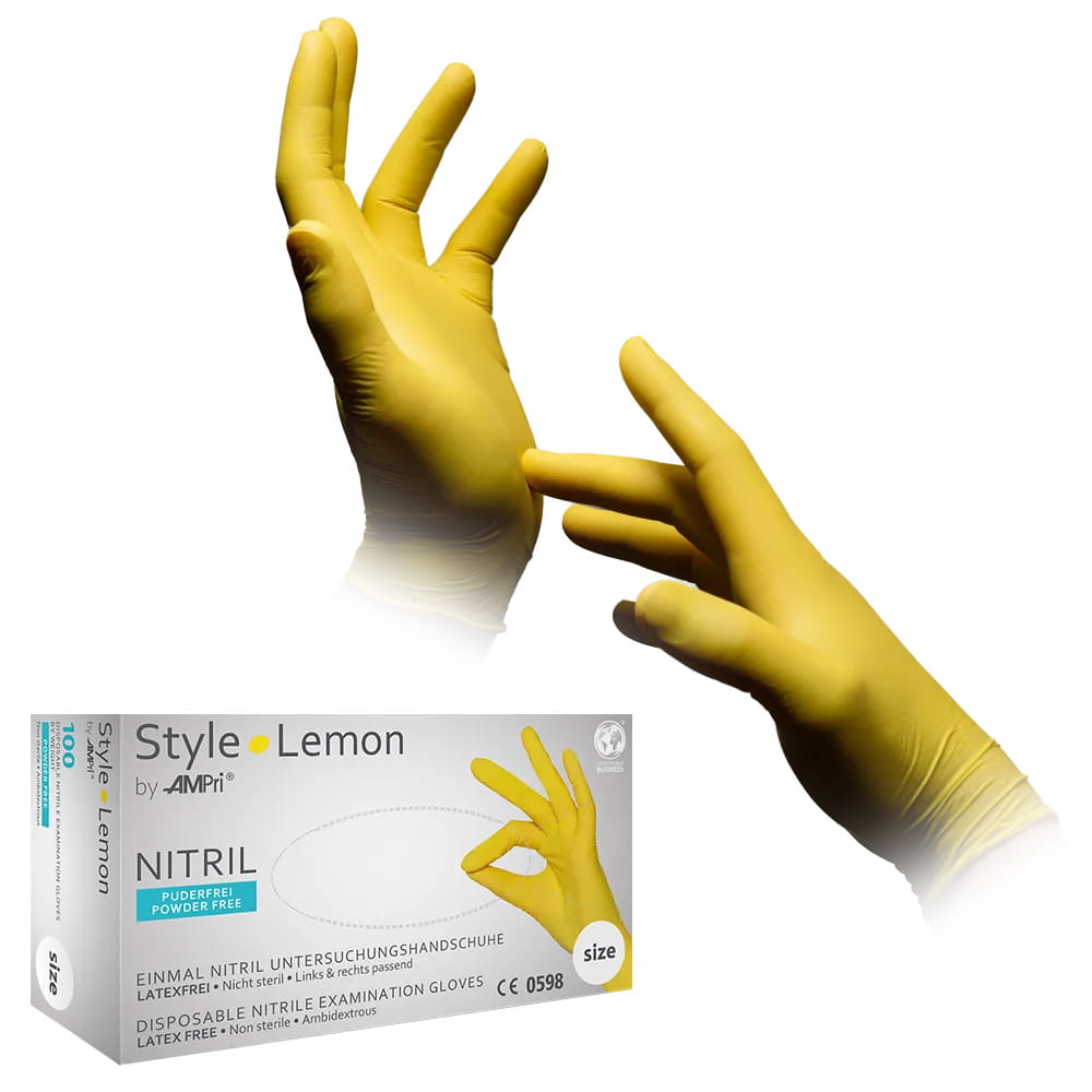 Nitrilhandschuhe, gelb, Größe M, puderfrei, Style Lemon by Med-Comfort Nitrilhandschuhe, gelb, Größe M, puderfrei, Style Lemon by Med-Comfort