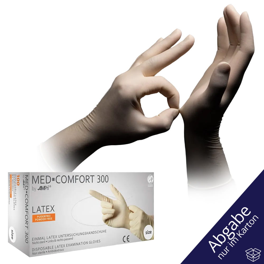 Latexhandschuhe, weiß, Größe M, puderfrei, Med-Comfort 300