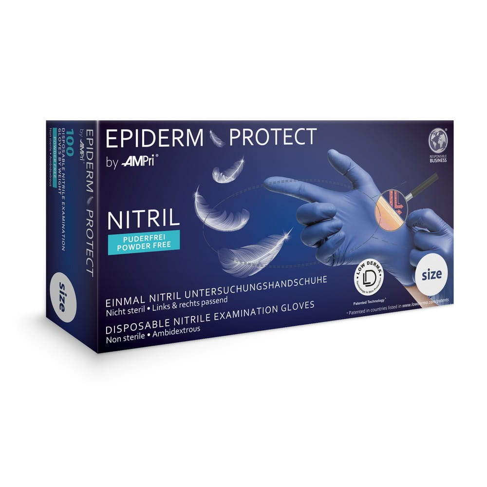 Nitrilhandschuhe, metallblau, blau, Größe S, puderfrei, Epiderm Protect by Med-Comfort