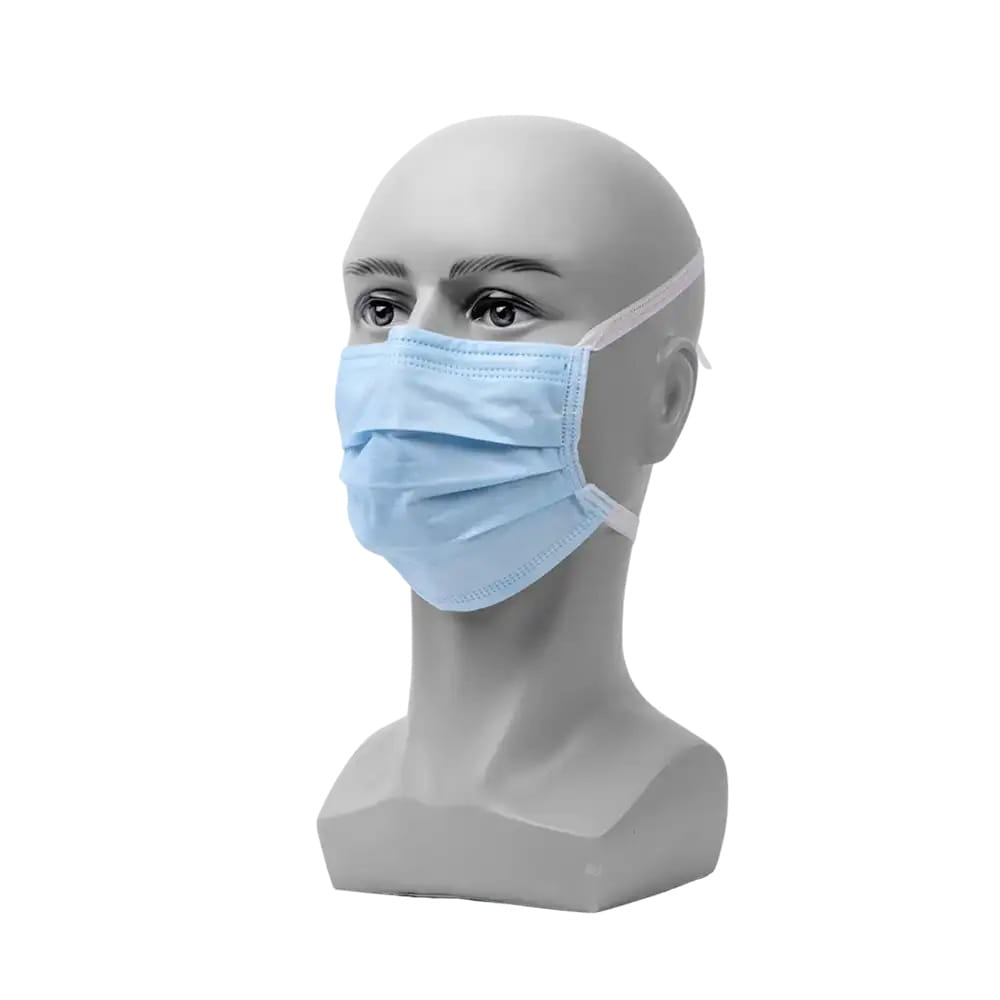 OP-Maske, blau, mit Antibeschlag-Funktion, FOG STOP, 4-lagig, zum Binden, Med-Comfort