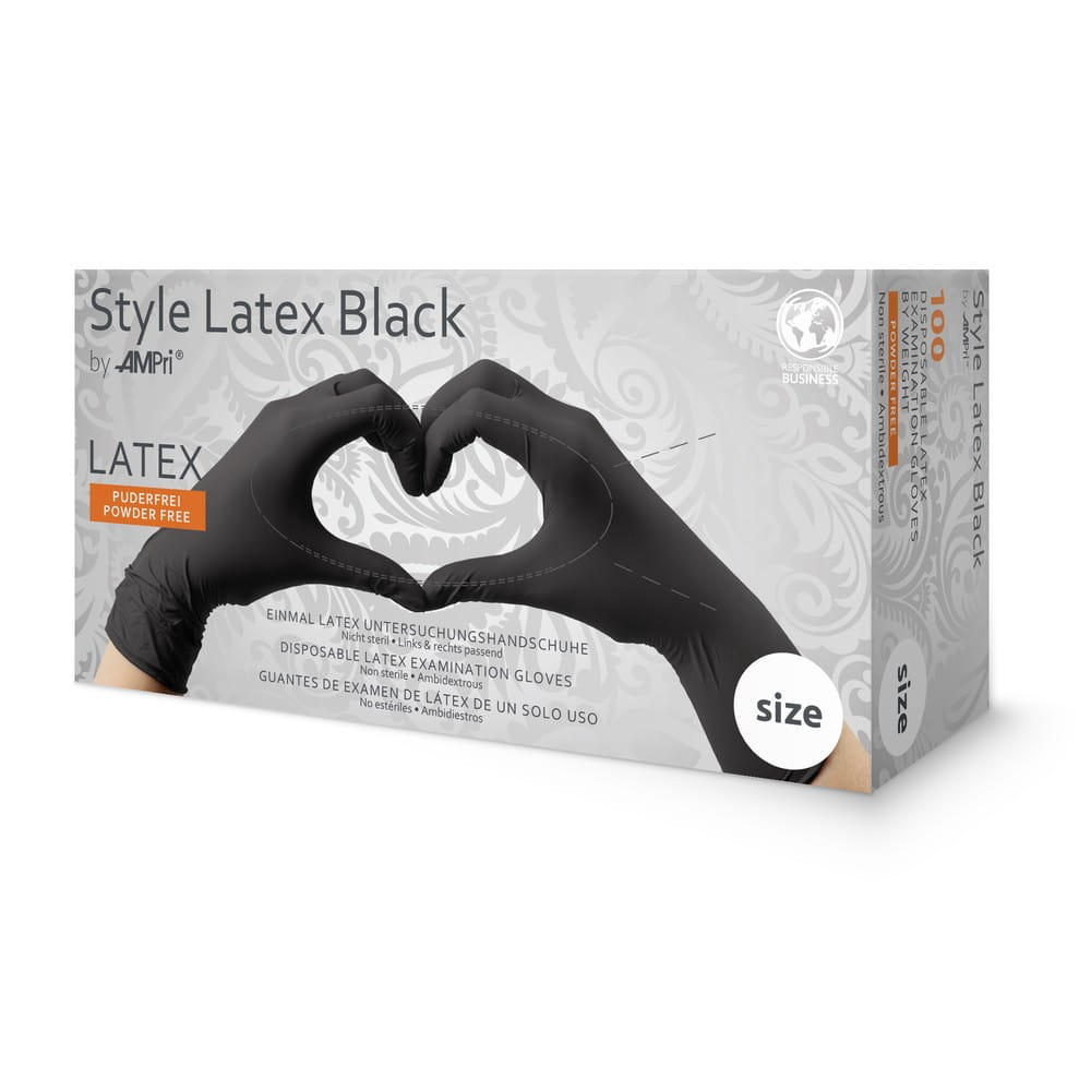 Latexhandschuhe, schwarz, Größe S, puderfrei, Style Latex Black