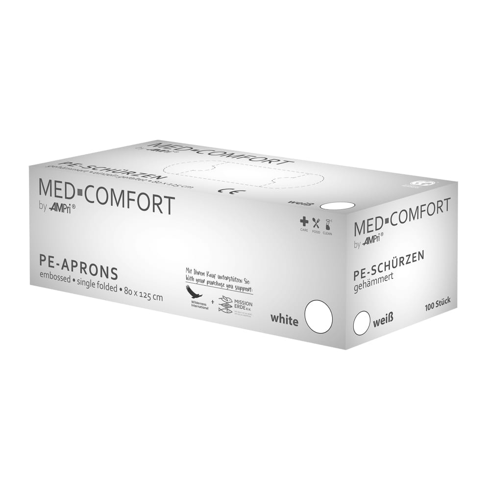 Einwegschürzen, weiß, 80 x 125 cm, Polyethylen, Med-Comfort Einwegschürzen, weiß, 80 x 125 cm, Polyethylen, Med-Comfort