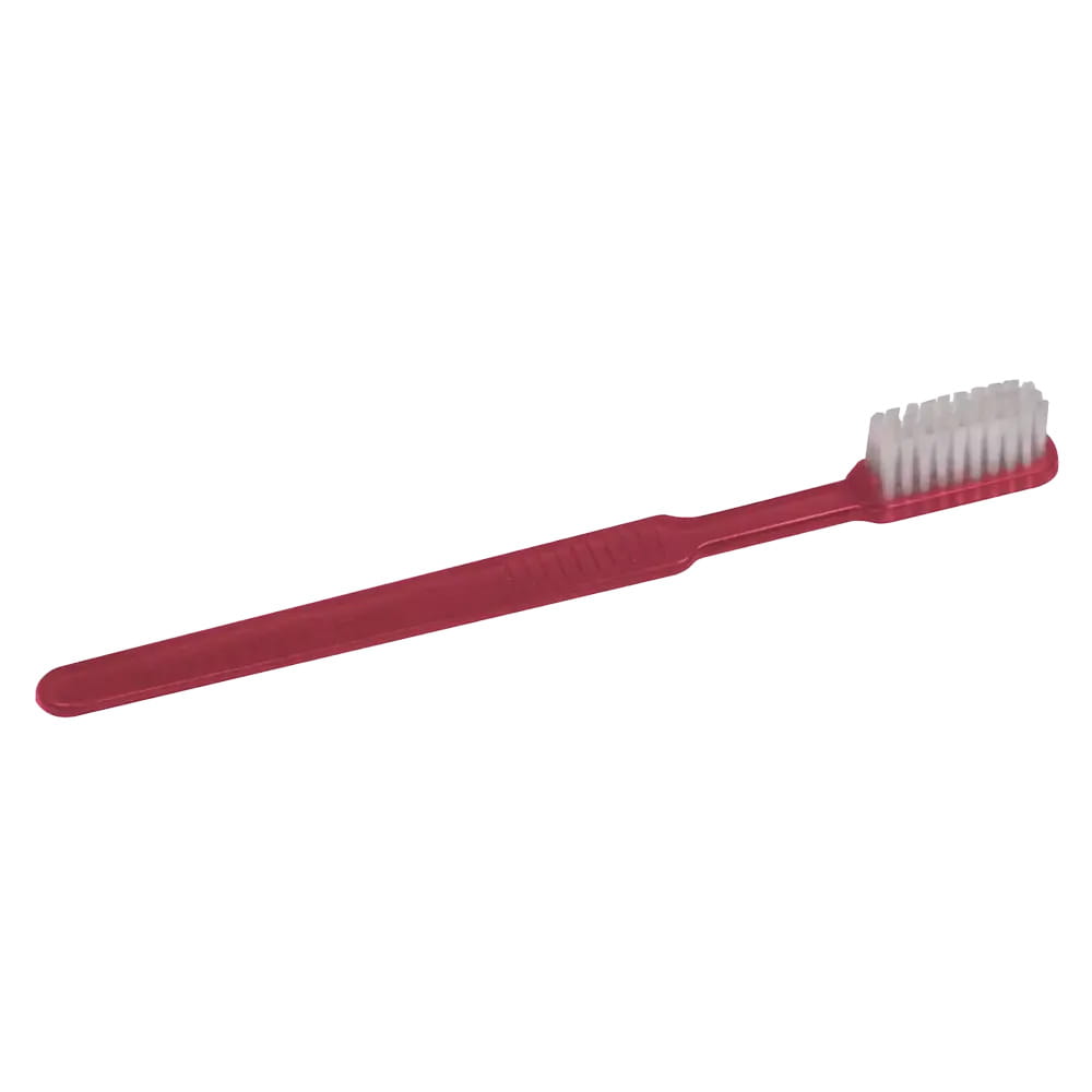 Dental PS Einmalzahnbürste mit Zahnpasta, Farbe bordeaux, rot, 15 x 2,6 cm, Med-Comfort