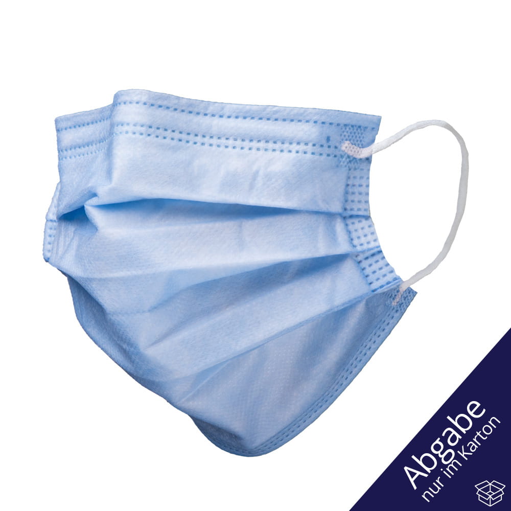 OP-Maske, blau, mit Antibeschlag-Funktion, FOG STOP, 4-lagig, mit Elastikbändern, Med-Comfort