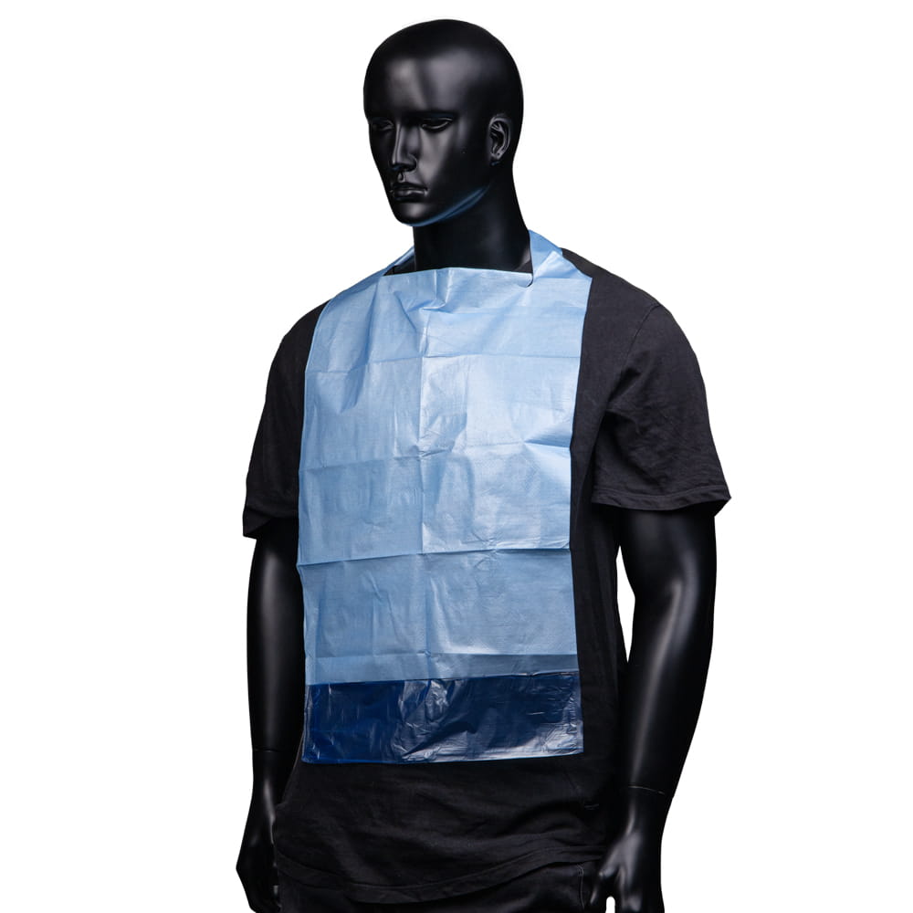 PE Einmal-Esslätzchen, 640 x 360 mm, weiß, blau, Med-Comfort