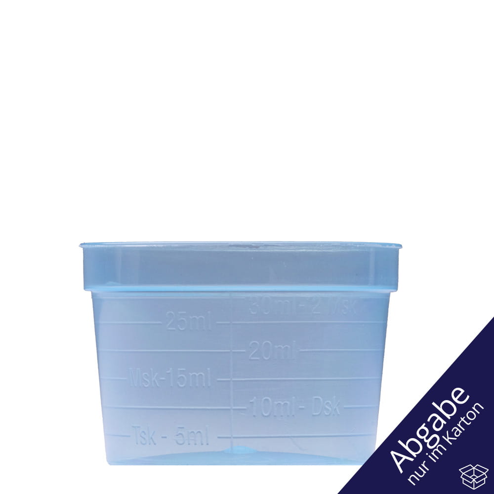 PP Medizinbecher, Farbe blau, 30 ml, graduiert