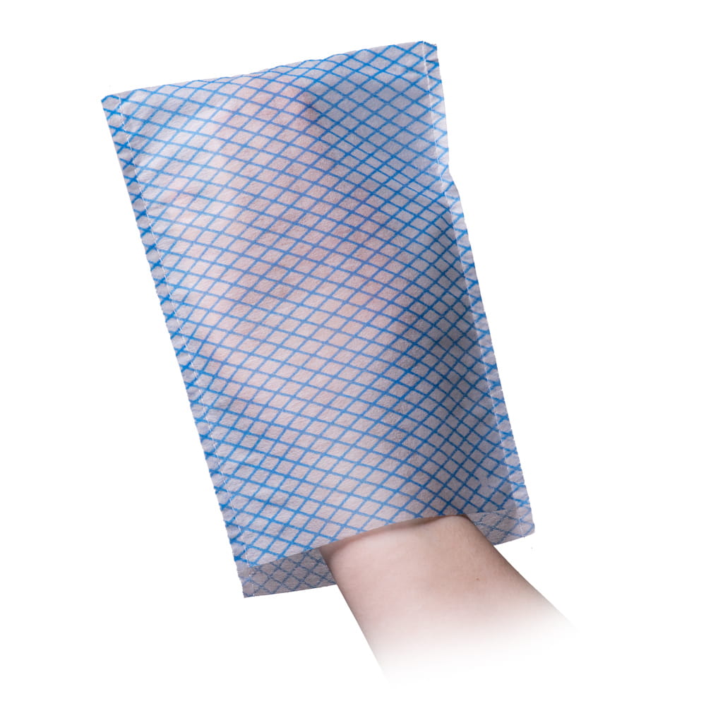 Einweg Waschhandschuh, weiß, blau Vlies, Eco-Plus