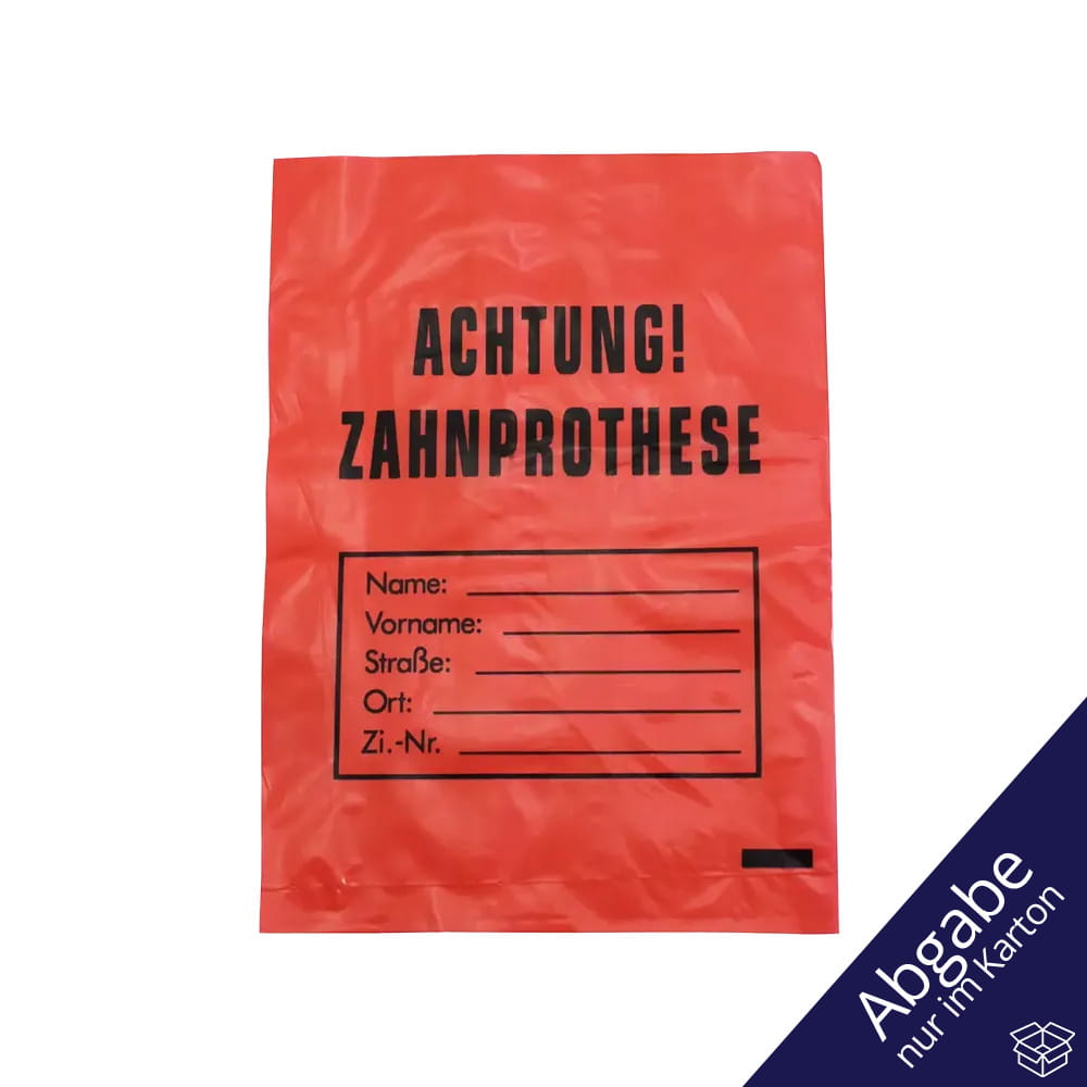 LDPE Zahnprothesenbeutel, Farbe rot, 17 x 24 cm